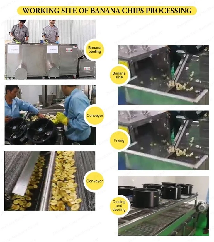 banana chips production line working display